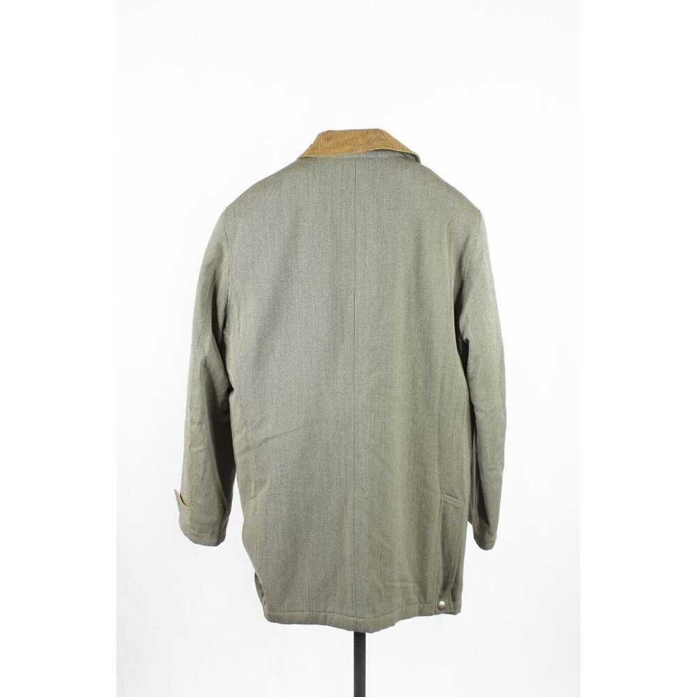 Men's KENT & CURWEN Loro Pia Green Wool Quilted Barn Coat Jacket, Size M - Picture 2 of 16